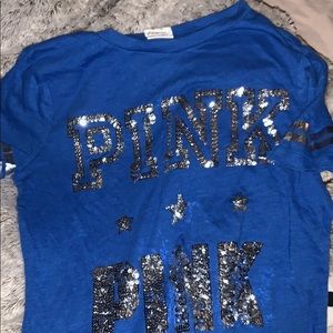 Blue sequin pink (Victoria’s Secret) shirt